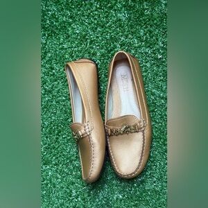 Mario Hernandez Women's Gold Leather Slip-On Driving Loafers Size 38